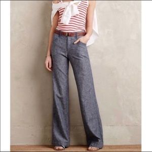 Anthropologie Wide Leg Linen Pants